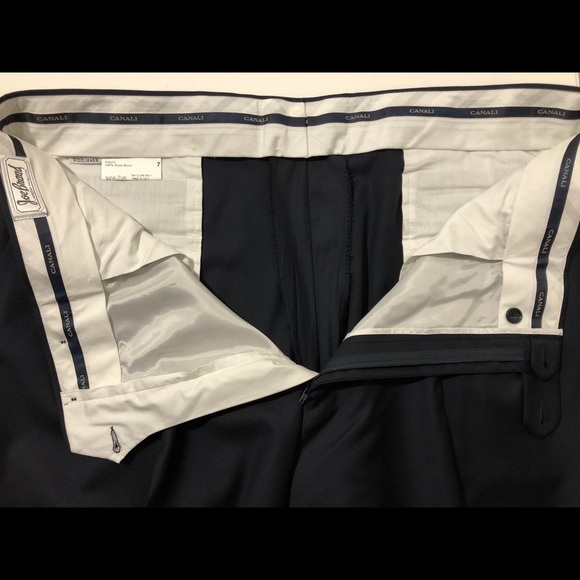 Canali Dress Pants 100% Wool Black Italy 42x28.5 - Picture 4 of 8